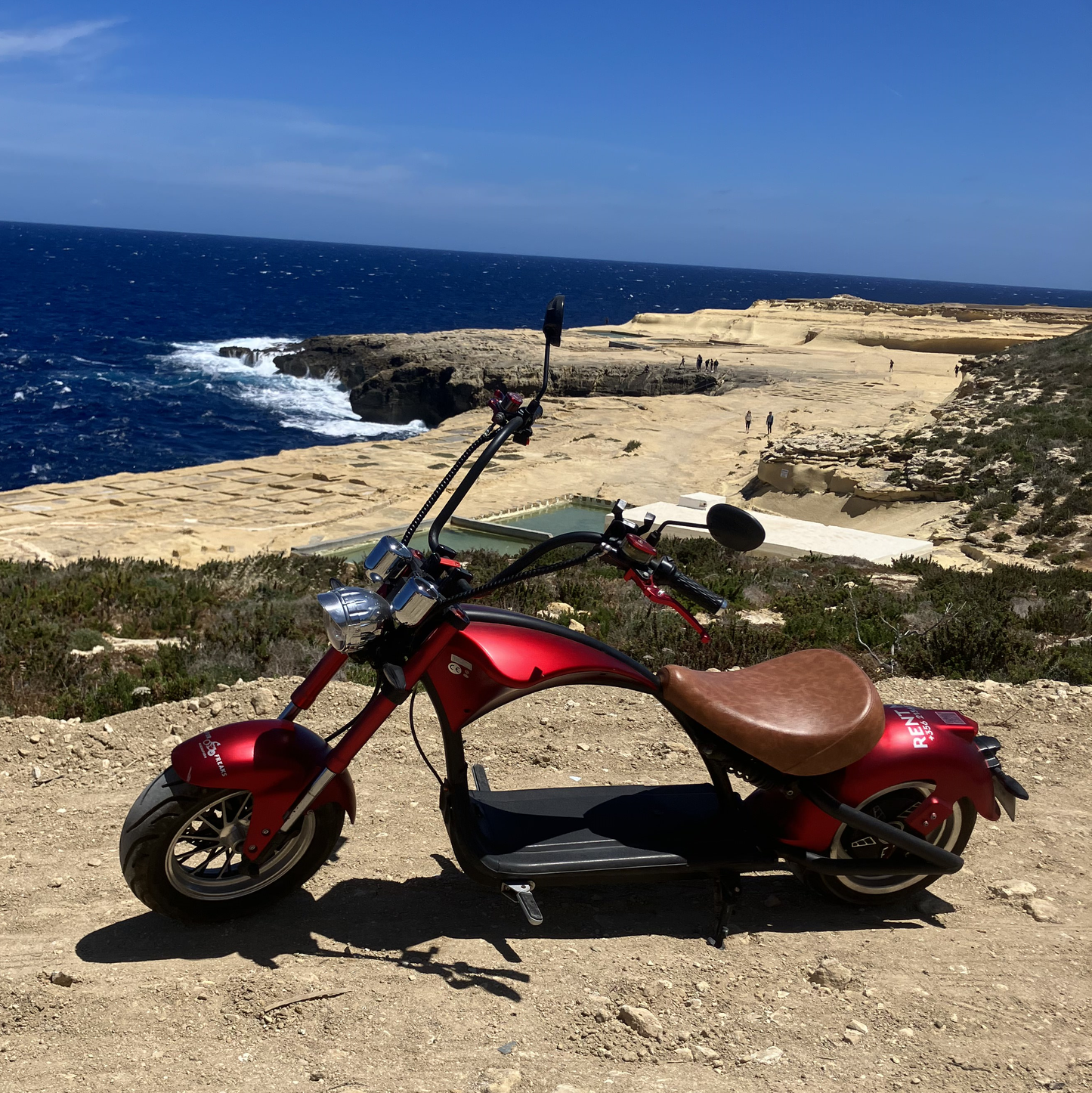 Scooter Malta Salt Pans Gozo Marsalforn View Ocean